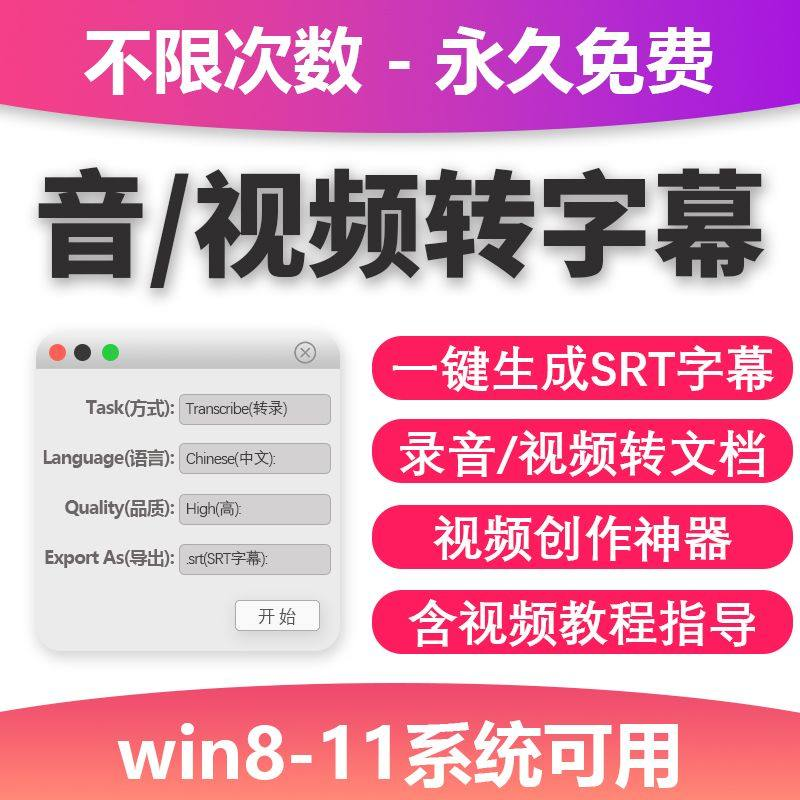 视频转字幕软件srt字幕提取制作多种语言选择不限时长win电脑使用-淘宝虚拟中转仓