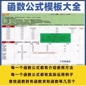 excel函数公式大全模板电子版表格常用公式函数与图表应用素材-淘宝虚拟中转仓