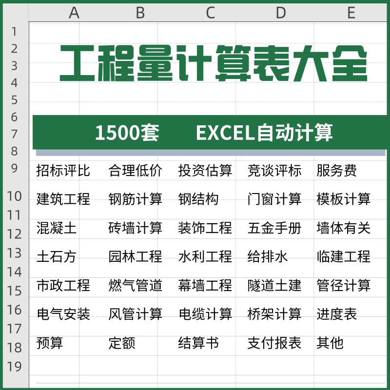 工程量计算表格软件大全钢结构土建安装路桥市政装修建筑预算造价-淘宝虚拟中转仓