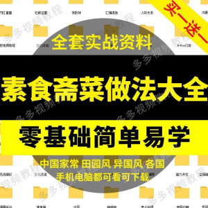 素食菜谱做法技术视频教程斋菜文化大全家庭营养健康美食制作教学-淘宝虚拟中转仓