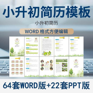 小升初简历模板WORD小学生个人择校入学升学自荐信自我介绍ppt-淘宝虚拟中转仓