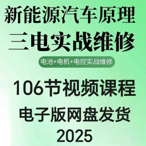 2025年汽车新能源汽车三电实战维修汽修视频课程106节网盘素材-淘宝虚拟中转仓
