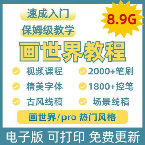 画世界教程视频pro板画零基础入门笔刷素材线稿手绘插画控笔训练-淘宝虚拟中转仓