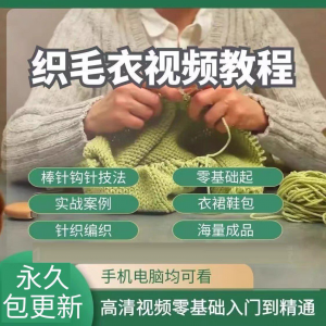 织毛衣教程视频零基础教学传统手工棒针钩针毛线编织婴儿针织围巾-淘宝虚拟中转仓