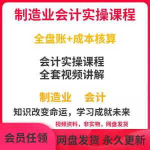 工厂制造业企业会计实操课程视频全盘账成本核算纳税申报成本教程-淘宝虚拟中转仓