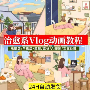 治愈系动画视频插画教程AI绘画动态情感唯美vlog镜头剪辑课程素材-淘宝虚拟中转仓