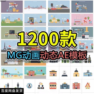 MG动画AE模板源文件脚本卡通动态视频制作扁平化场景动画包素材-淘宝虚拟中转仓